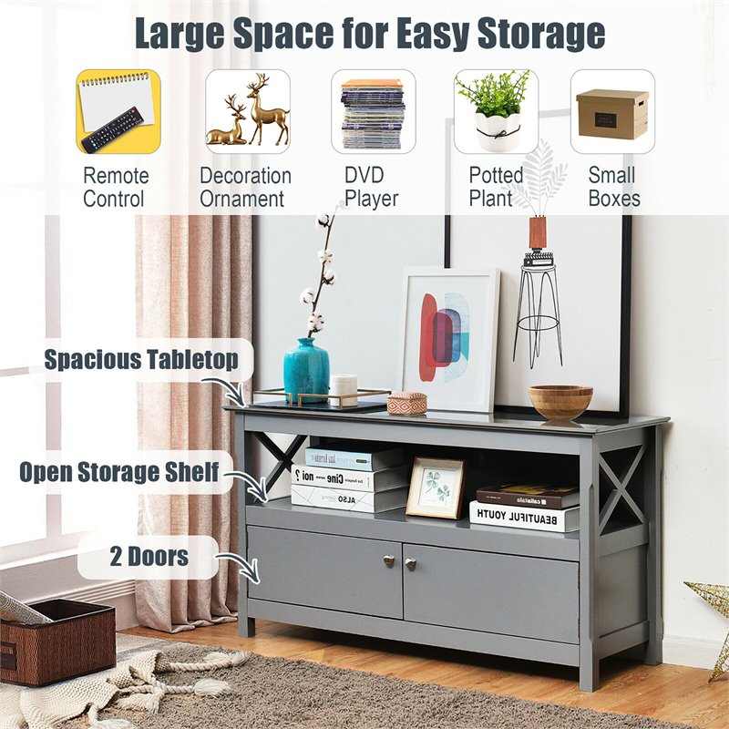 Costway Wooden Free Standing Console TV Media Cabinet for TVs up to 48