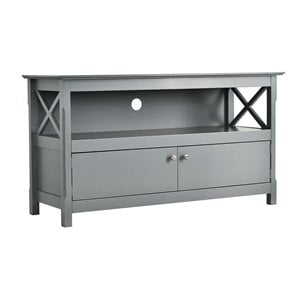 Costway Wooden Free Standing Console TV Media Cabinet for TVs up to 48&quot in Gray