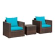 Costway 3-piece Contemporary Rattan Patio Furniture Set w/ Cushions in Turquoise
