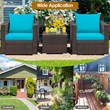 Costway 3-piece Contemporary Rattan Patio Furniture Set w/ Cushions in Turquoise