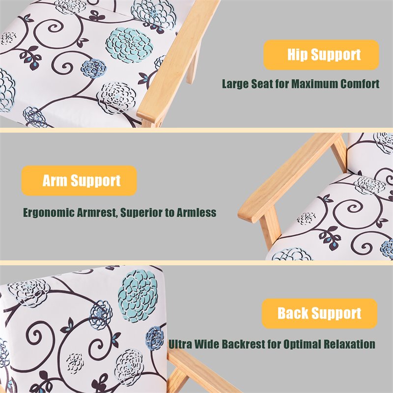 Costway Sponge & Fabric Accent Armchair with Rubber Wood Leg in Multi-Color