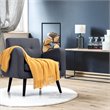 Costway Contemporary Fabric Arm Chair with Rubber Wood Legs in Gray