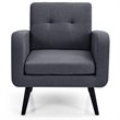 Costway Contemporary Fabric Arm Chair with Rubber Wood Legs in Gray