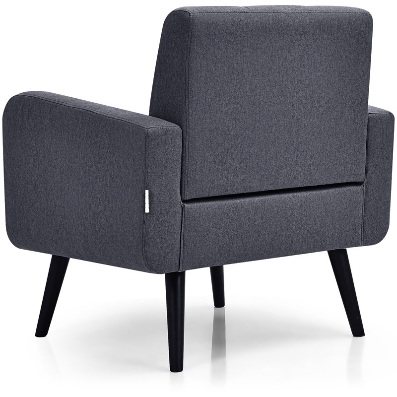 Costway Contemporary Fabric Arm Chair with Rubber Wood Legs in Gray