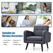 Costway Contemporary Fabric Arm Chair with Rubber Wood Legs in Gray