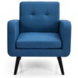 Costway Contemporary Fabric Arm Chair with Rubber Wood Legs in Blue