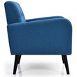 Costway Contemporary Fabric Arm Chair with Rubber Wood Legs in Blue