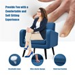 Costway Contemporary Fabric Arm Chair with Rubber Wood Legs in Blue