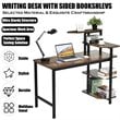 Costway Engineered Wood Computer Desk with Storage Shelves in Rustic Brown