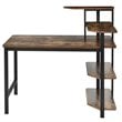 Costway Engineered Wood Computer Desk with Storage Shelves in Rustic Brown