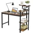 Costway Engineered Wood Computer Desk with Storage Shelves in Rustic Brown
