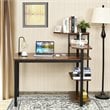 Costway Engineered Wood Computer Desk with Storage Shelves in Rustic Brown