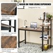 Costway Engineered Wood Computer Desk with Storage Shelves in Rustic Brown