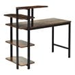 Costway Engineered Wood Computer Desk with Storage Shelves in Rustic Brown