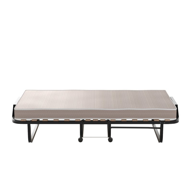 Costway Sturdy Metal Frame & Foam Mattress Rollaway Guest Folding Bed in Black