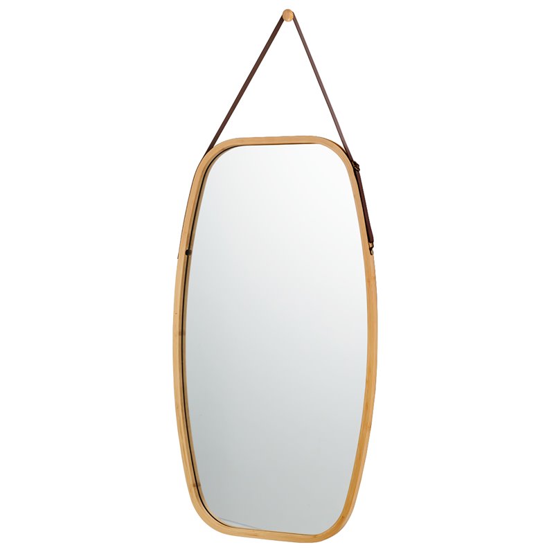 Costway 30'' Rectangle Wall Hanging Framed Modern Bathroom Mirror in Natural