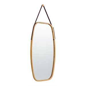 Costway 30'' Rectangle Wall Hanging Framed Modern Bathroom Mirror in Natural