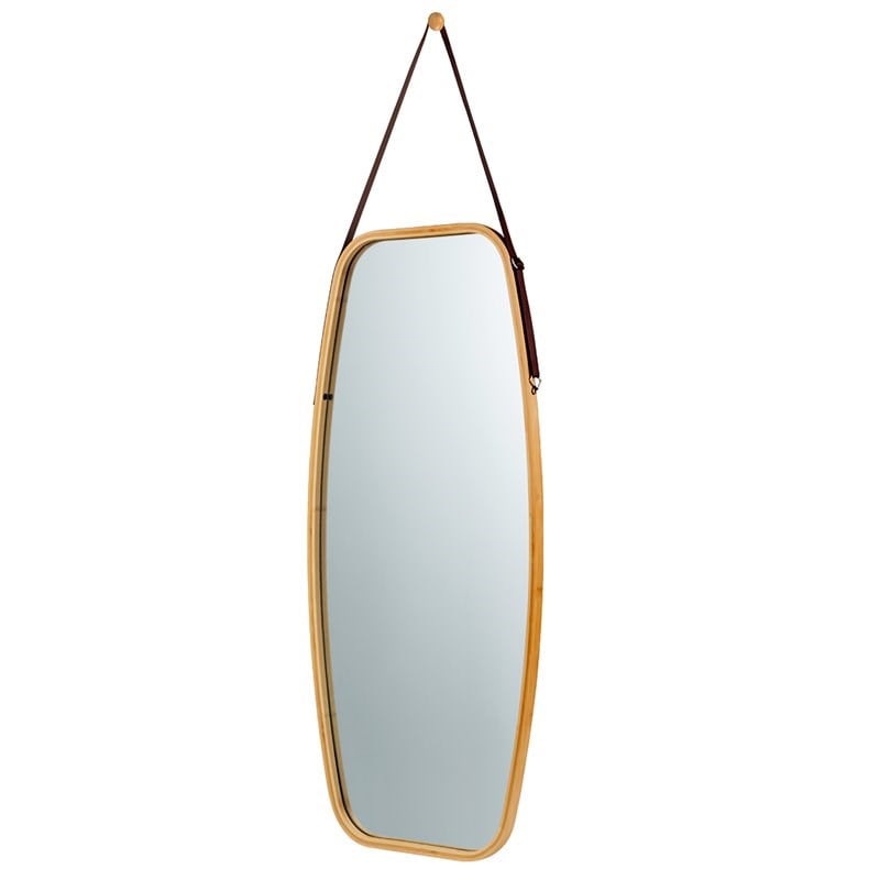 Costway 39'' Rectangle Wall Hanging Framed Modern Bathroom Mirror in Natural