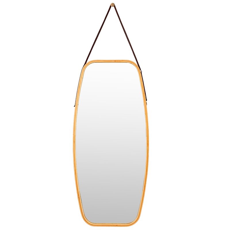 Costway 39'' Rectangle Wall Hanging Framed Modern Bathroom Mirror in Natural