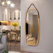 Costway 39'' Rectangle Wall Hanging Framed Modern Bathroom Mirror in Natural