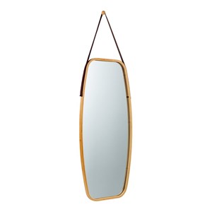 Costway 39'' Rectangle Wall Hanging Framed Modern Bathroom Mirror in Natural