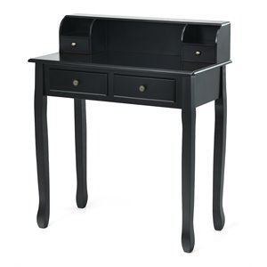 Costway Contemporary MDF and Candlenut Dressing Table with 4 Drawers in Black