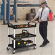 Costway 3-Shelf Contemporary Aluminum Utility Service Cart with Casters in Black