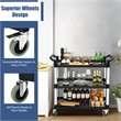 Costway 3-Shelf Contemporary Aluminum Utility Service Cart with Casters in Black