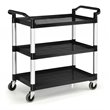 Costway 3-Shelf Contemporary Aluminum Utility Service Cart with Casters in Black