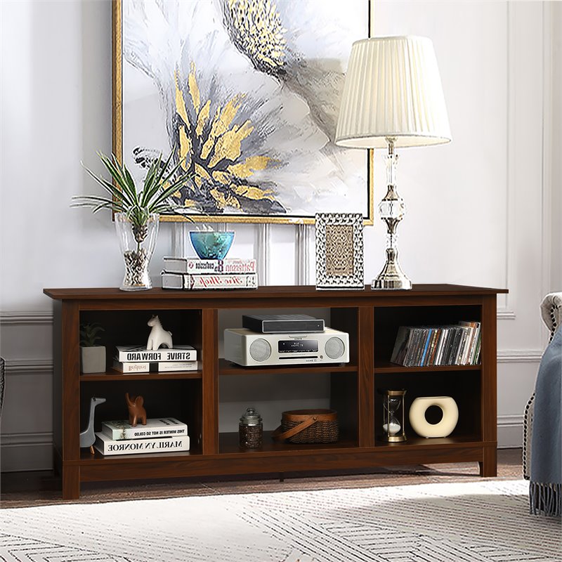 Costway 2-Tier TV Stand/Entertainment Media Center for TV's up to 65'' in Walnut
