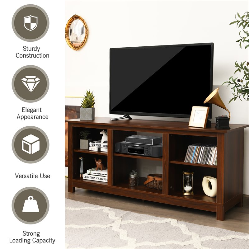 Costway 2-Tier TV Stand/Entertainment Media Center for TV's up to 65'' in Walnut
