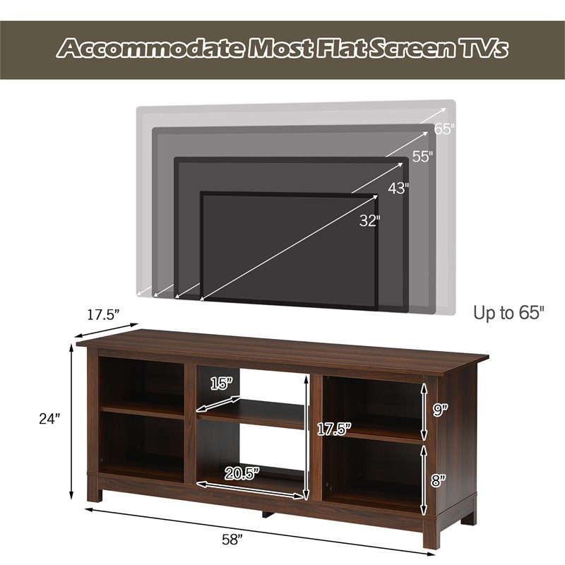 Costway 2-Tier TV Stand/Entertainment Media Center for TV's up to 65'' in Walnut