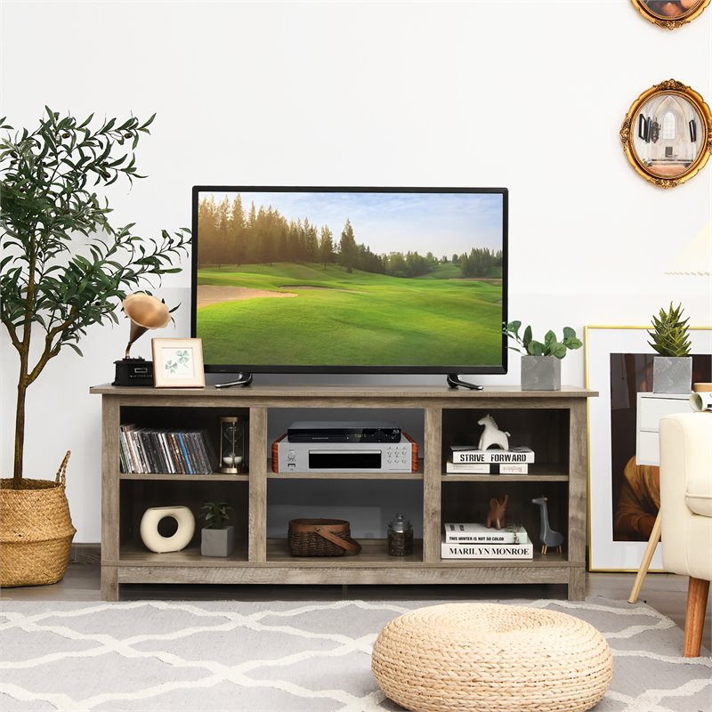 Costway 2-Tier TV Stand/Entertainment Media Center for TV's up to 65'' in Gray