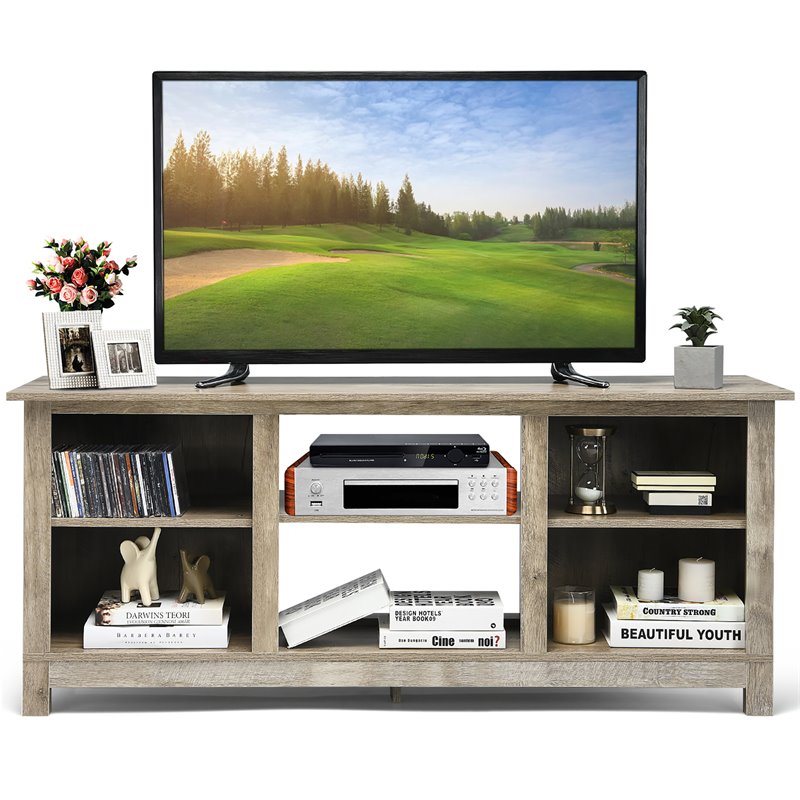 Costway 2-Tier TV Stand/Entertainment Media Center for TV's up to 65'' in Gray