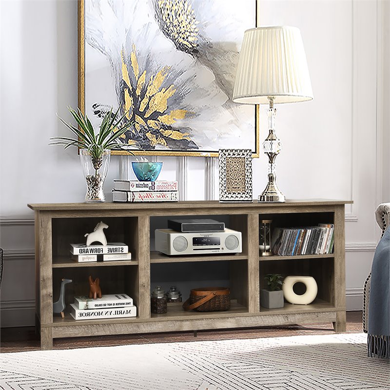 Costway 2-Tier TV Stand/Entertainment Media Center for TV's up to 65'' in Gray