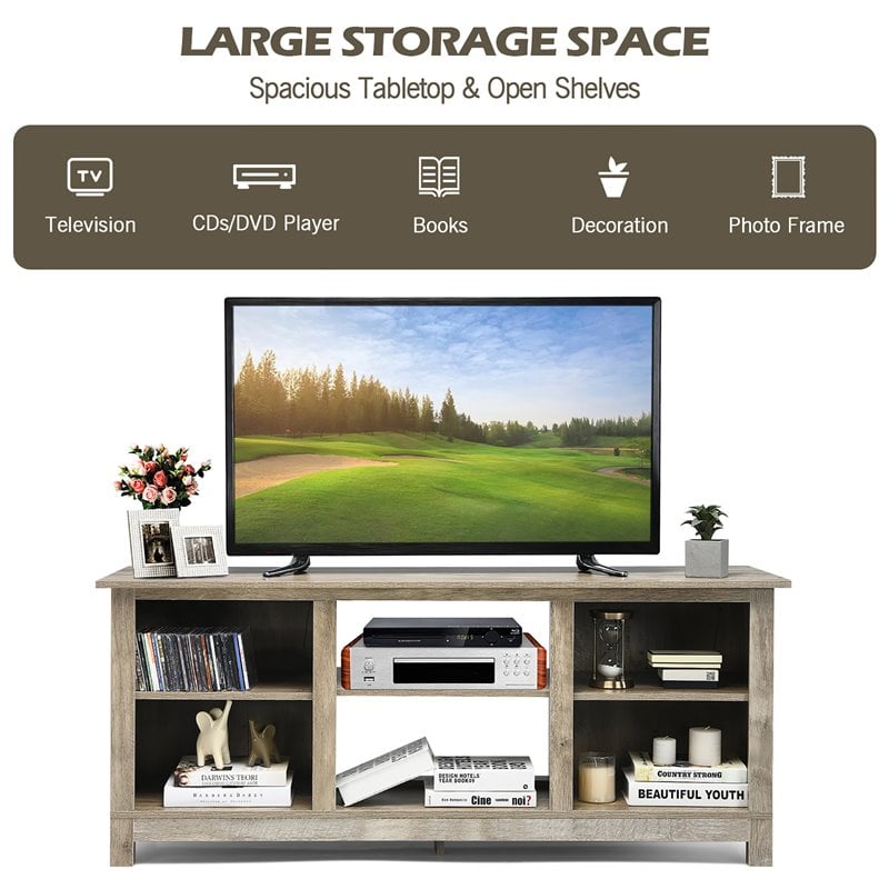 Costway 2-Tier TV Stand/Entertainment Media Center for TV's up to 65'' in Gray