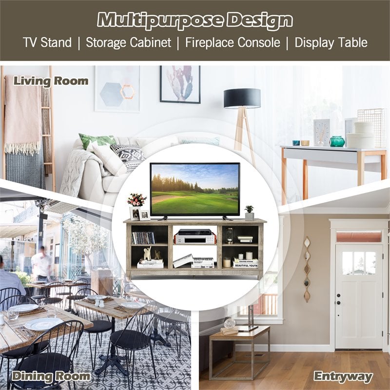 Costway 2-Tier TV Stand/Entertainment Media Center for TV's up to 65'' in Gray