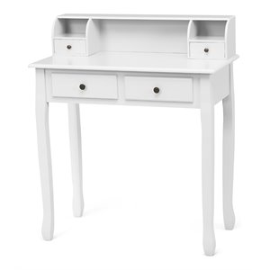 Costway Contemporary MDF and Candlenut Dressing Table with 4 Drawers in White