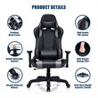 Costway Contemporary Plastic Massage Gaming Chair with Lumbar Support in Gray