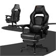Costway Contemporary PVC and Sponge Massage Gaming Chair with Footrest in Black