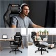 Costway Contemporary PVC and Sponge Massage Gaming Chair with Footrest in Black