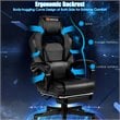 Costway Contemporary PVC and Sponge Massage Gaming Chair with Footrest in Black