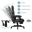 Costway Contemporary PVC and Sponge Massage Gaming Chair with Footrest in Black