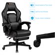 Costway Contemporary PVC and Sponge Massage Gaming Chair with Footrest in Black