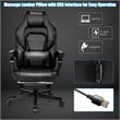 Costway Contemporary PVC and Sponge Massage Gaming Chair with Footrest in Black