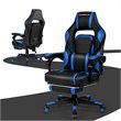 Costway Contemporary PVC and Sponge Massage Gaming Chair with Footrest in Blue