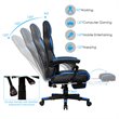 Costway Contemporary PVC and Sponge Massage Gaming Chair with Footrest in Blue