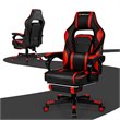 Costway Contemporary PVC and Sponge Massage Gaming Chair with Footrest in Red