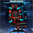 Costway Contemporary PVC and Sponge Massage Gaming Chair with Footrest in Red