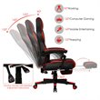 Costway Contemporary PVC and Sponge Massage Gaming Chair with Footrest in Red